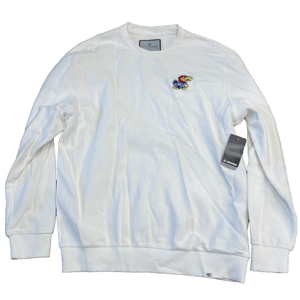 NWT Kansas Mens Sz XL Long Sleeve Corduroy Shirt KU Jayhawks White Mascot NCAA